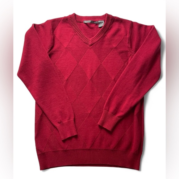 Oscar de la Renta Rich Red V-Neck Sweater - Picture 1 of 6